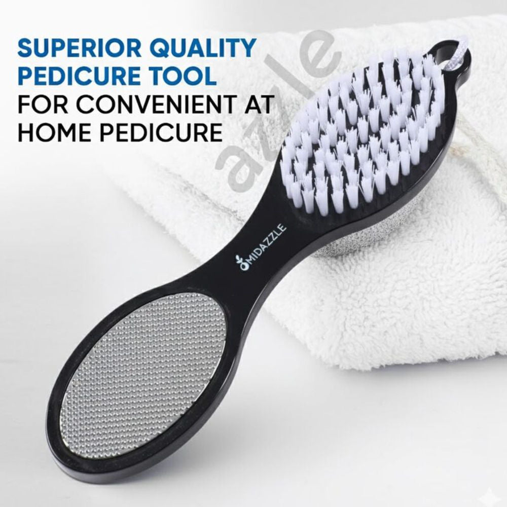 Midazzle 4 In 1 Foot Pedicure Brush, Pumice Stone, Scrubber & File For Soft Care