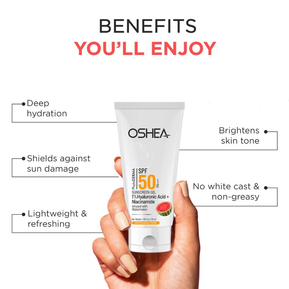 Oshea Herbals Phytoderma 1% Hyaluronic Acid SPF 50 PA+++ Sunscreen Gel