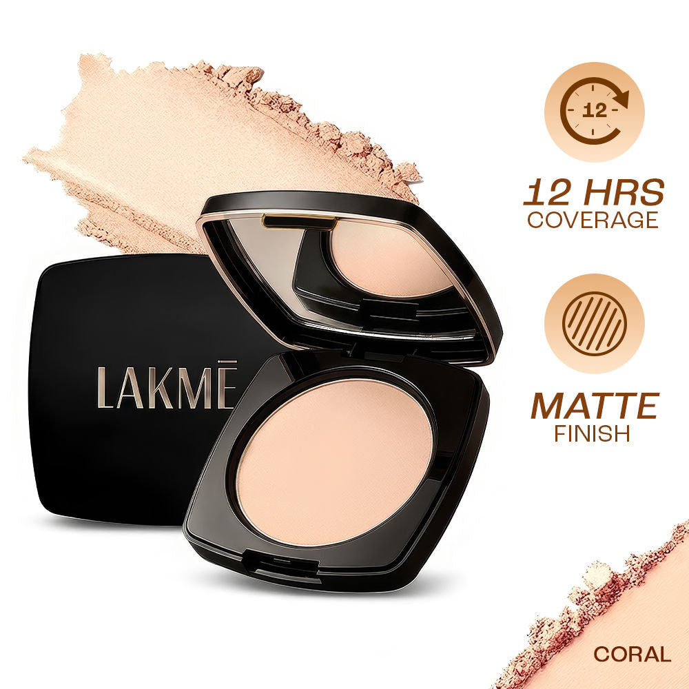 Lakme Forever Matte Compact, Smooth Finish, Lasts For 12 Hrs, Even Toned Look