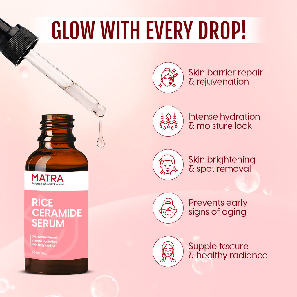 Matra Rice Ceramide Serum Barrier Repair With Niacinamide & Ha For Skin Brightening, Acne Spots
