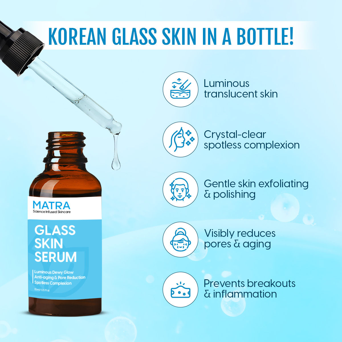 Matra Korean Glass Skin Serum With Salicylic Acid & Lactic Acid For Spotless Glow & Anti Aging