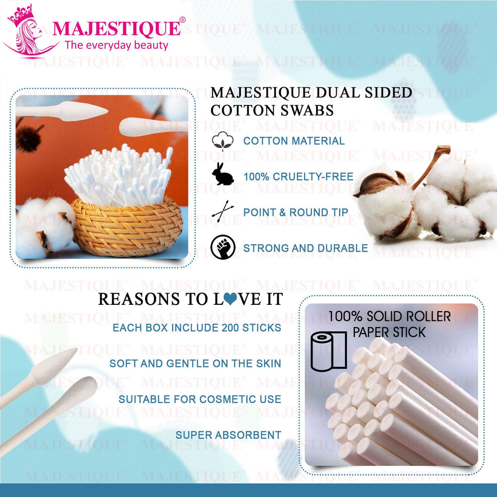 Majestique Dual-purpose Cotton Swab Makeup Remover Stick - 200 Pcs