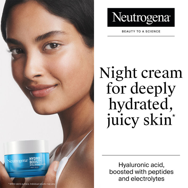 Neutrogena Hydro Boost Hyaluronic Acid Night Cream & Moisturizer with Peptide for Dry & Oily Skin