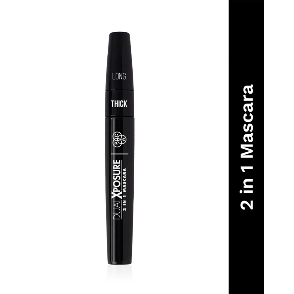 PAC Dual Xposure Mascara - 2-in-1 Volumizing & Lengthening Mascara, Longlasting Clump Free