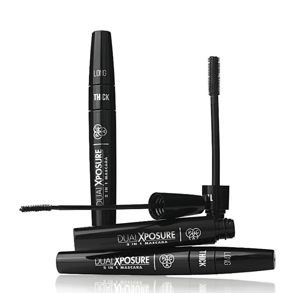 PAC Dual Xposure Mascara - 2-in-1 Volumizing & Lengthening Mascara, Longlasting Clump Free