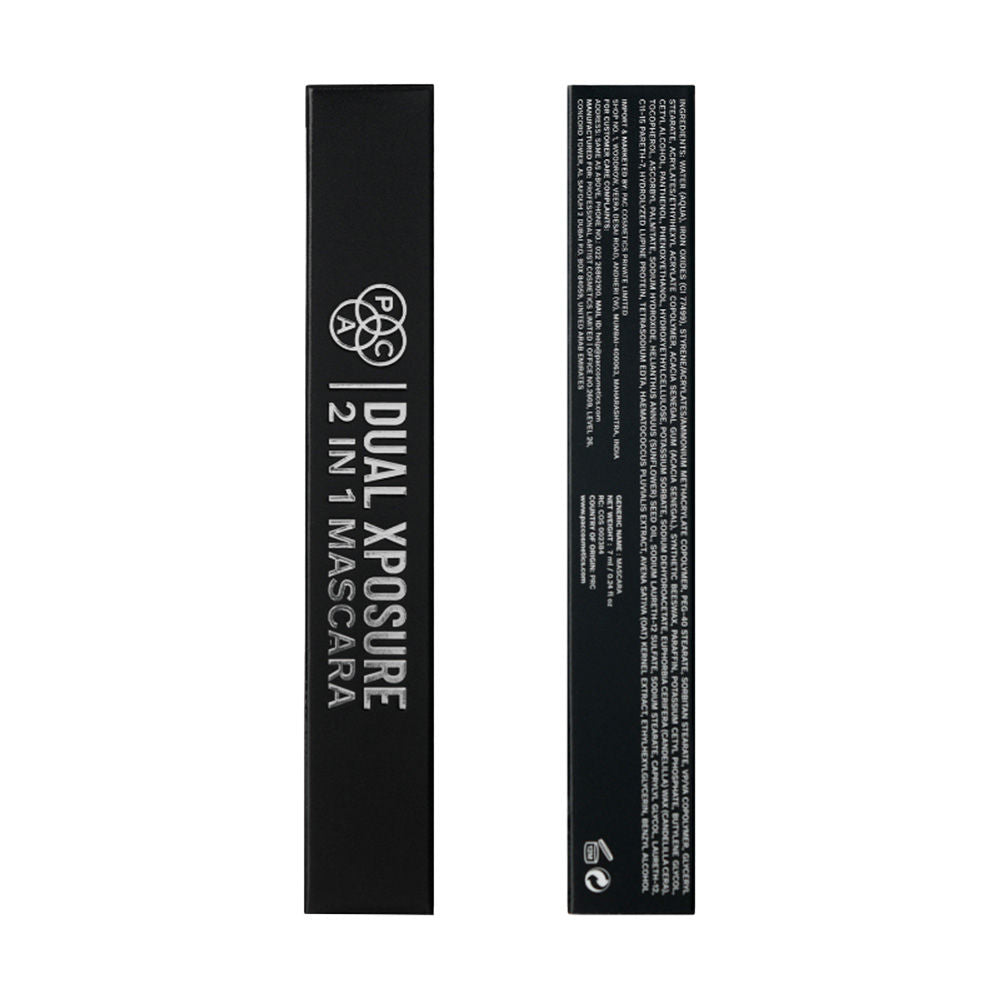 PAC Dual Xposure Mascara - 2-in-1 Volumizing & Lengthening Mascara, Longlasting Clump Free