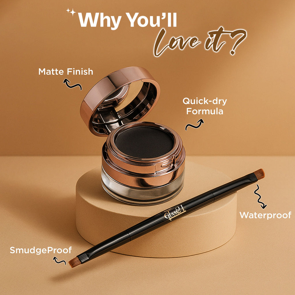GLAM21 2-In-1 Eyebrow & Gel Eyeliner - Black