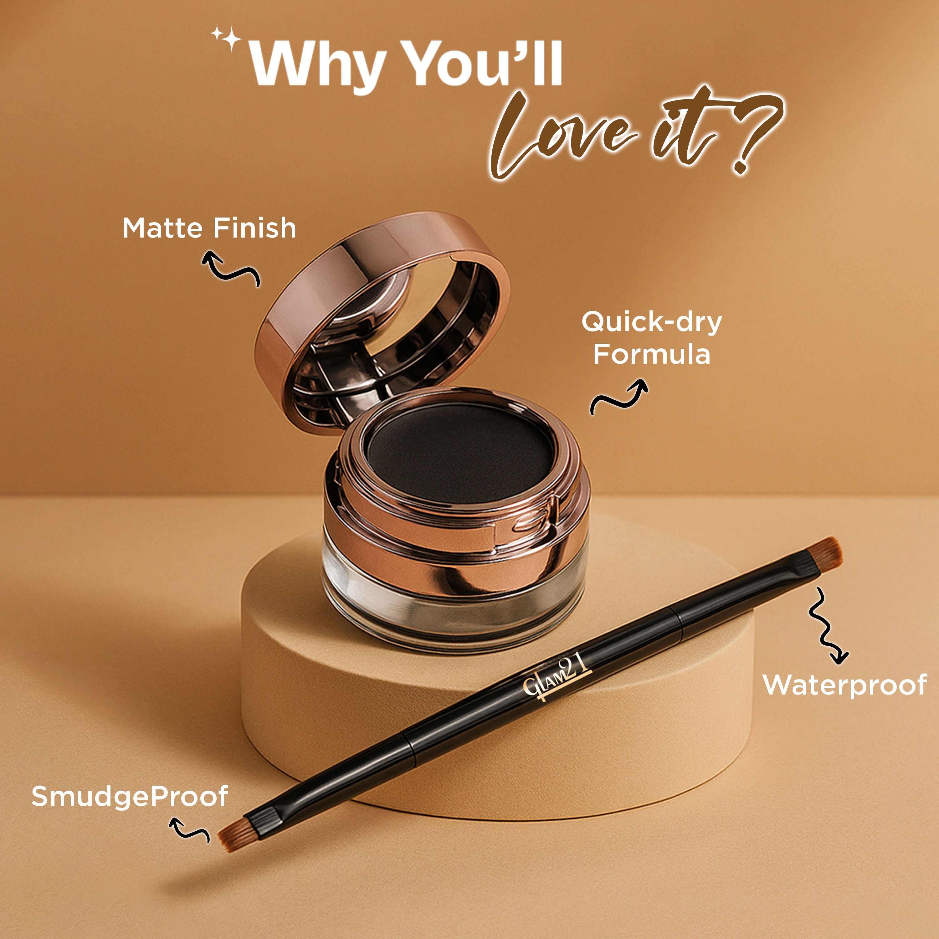 GLAM21 2-In-1 Eyebrow & Gel Eyeliner - Black