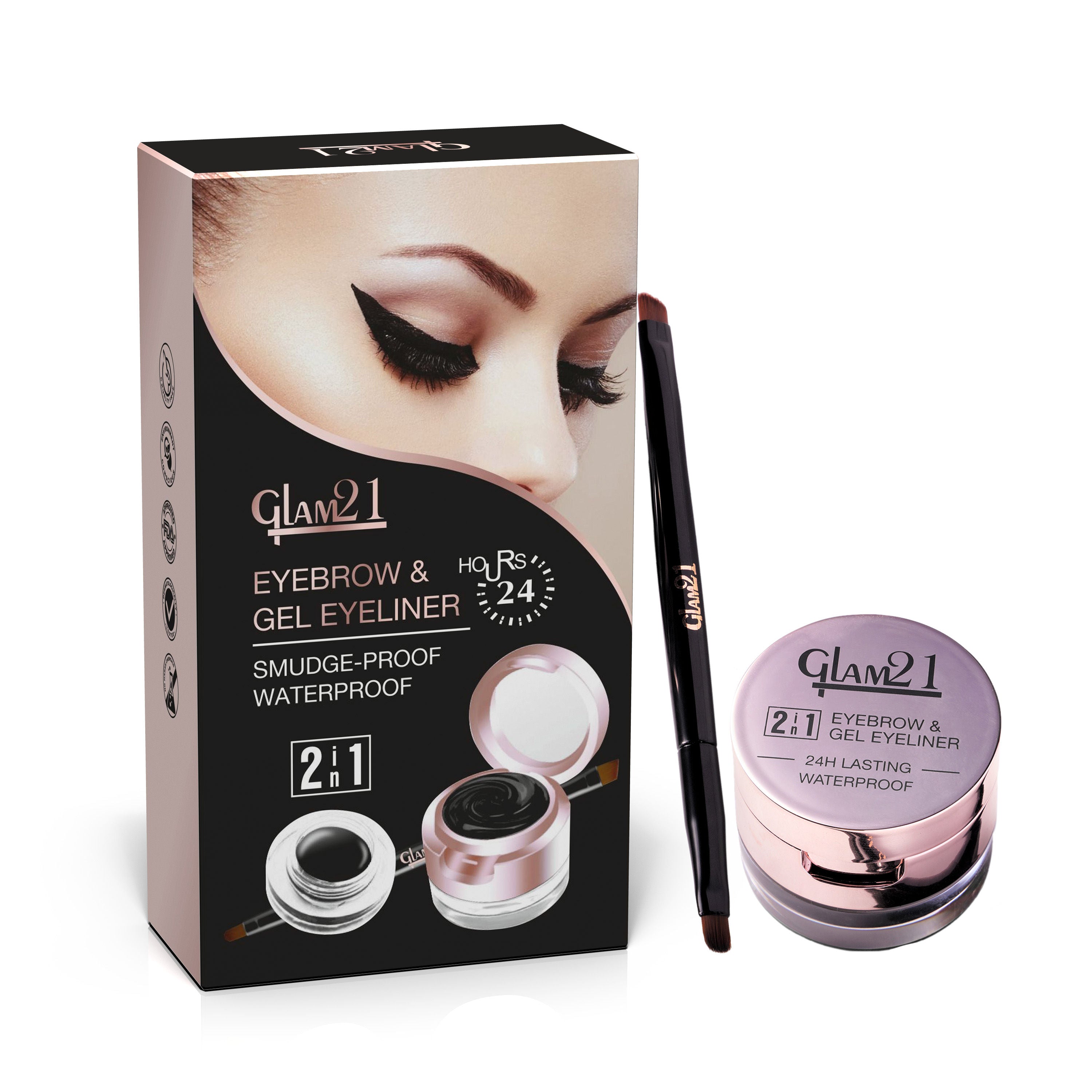 GLAM21 2-In-1 Eyebrow & Gel Eyeliner - Black