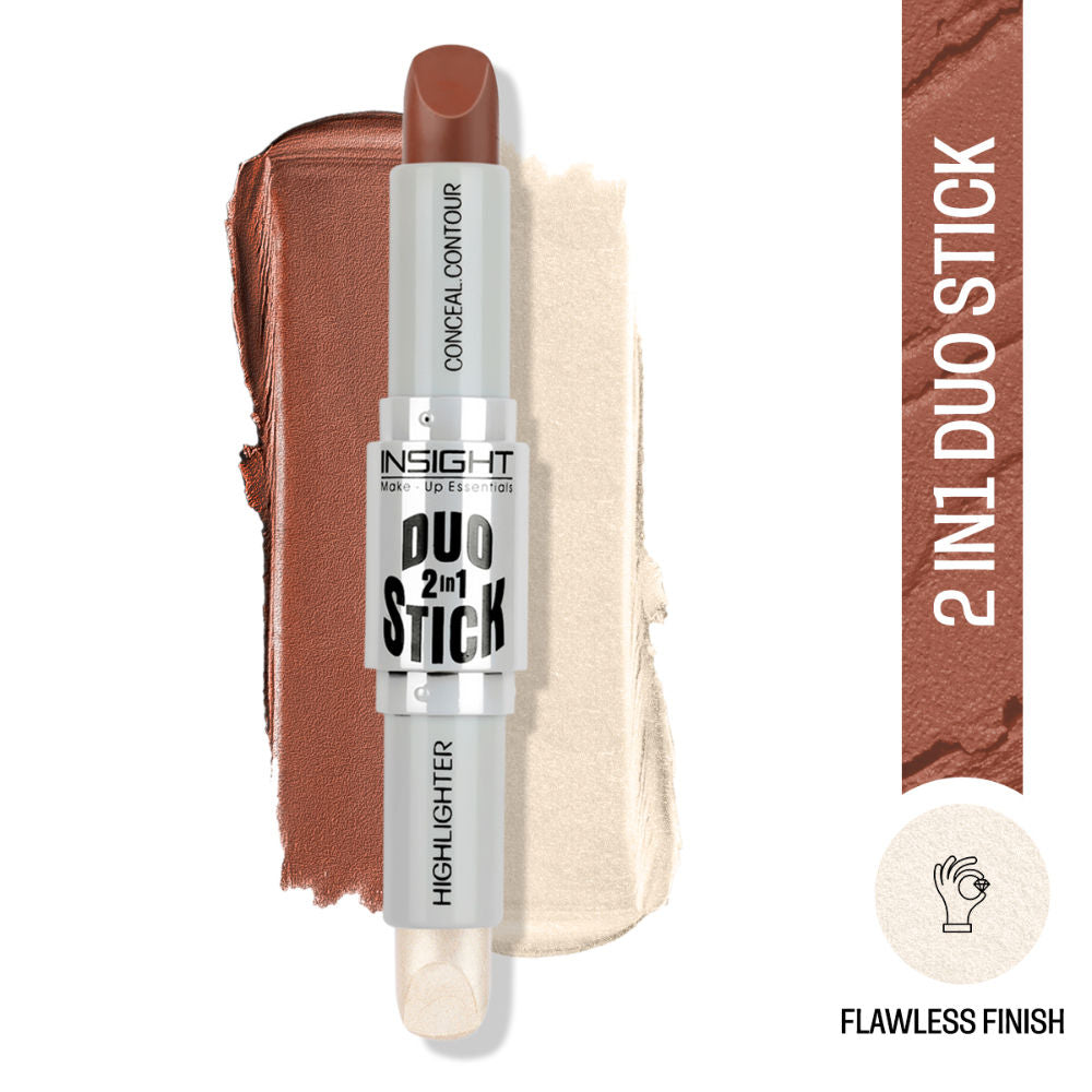 Insight Cosmetics Duo Stick 2 In 1 Contour & Highlighter, Crease Resistant, Long Wear