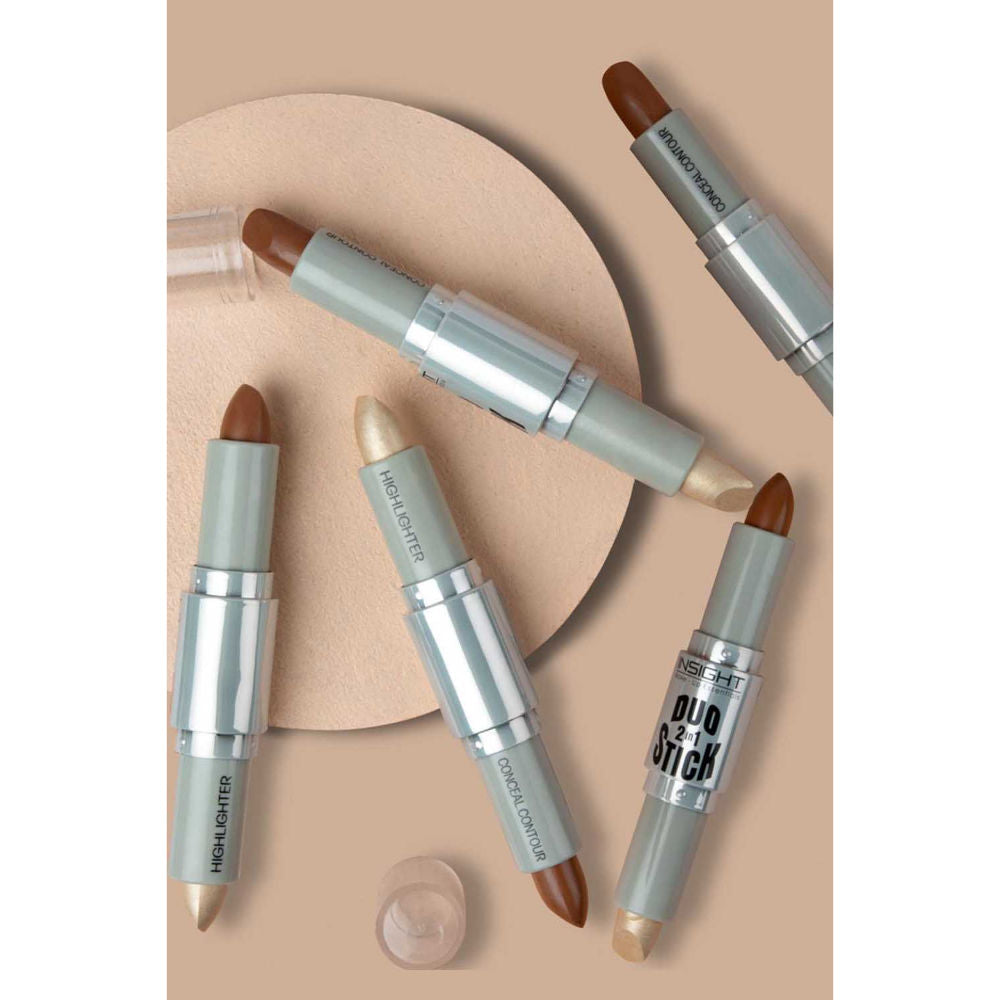 Insight Cosmetics Duo Stick 2 In 1 Contour & Highlighter, Crease Resistant, Long Wear