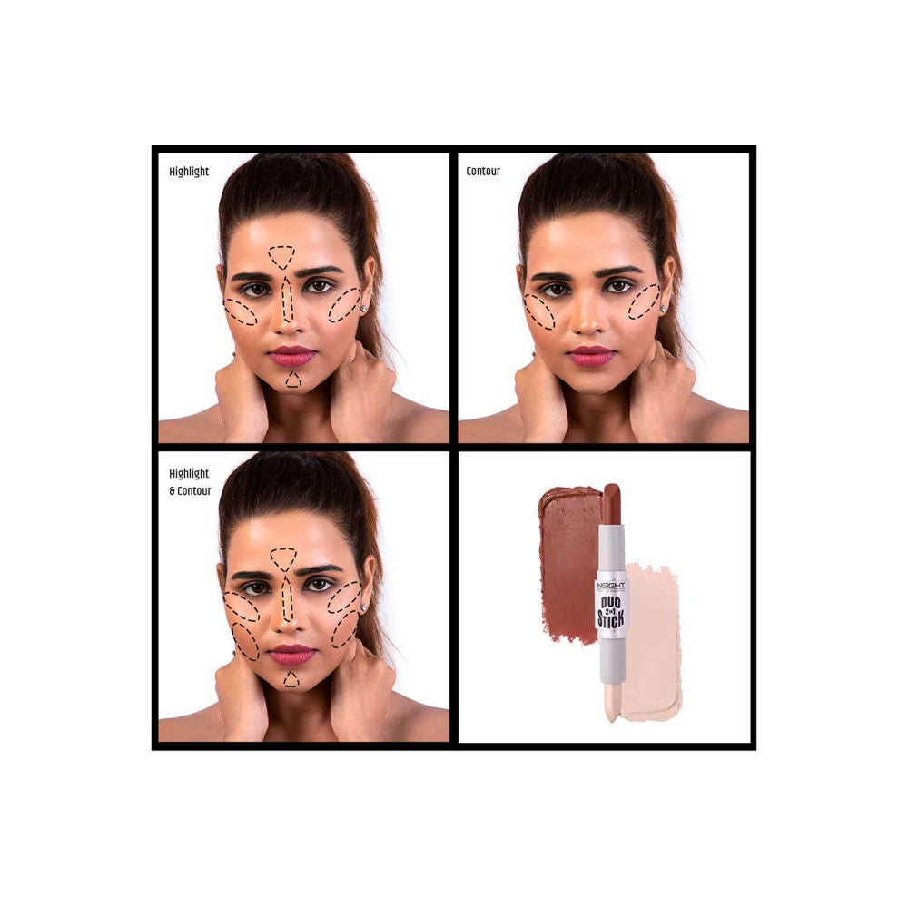 Insight Cosmetics Duo Stick 2 In 1 Contour & Highlighter, Crease Resistant, Long Wear