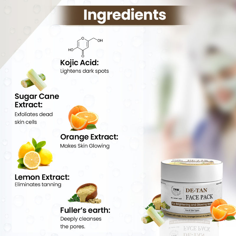 TNW The Natural Wash De-Tan Face Pack For Glowing Skin And Tan Removal With Orange Extract