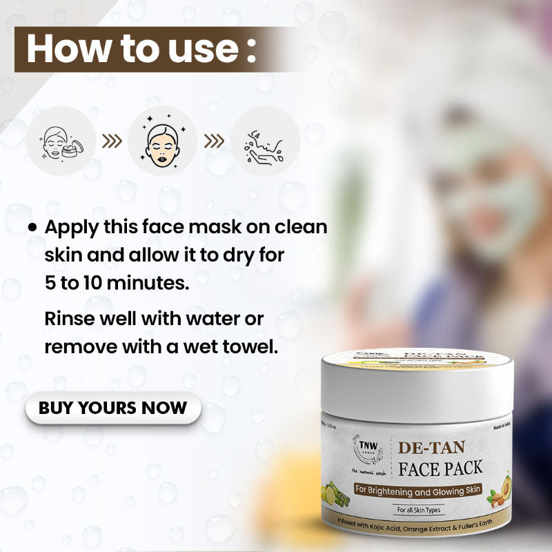 TNW The Natural Wash De-Tan Face Pack For Glowing Skin And Tan Removal With Orange Extract