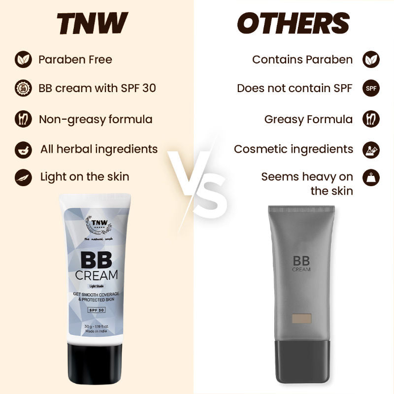 TNW The Natural Wash BB Cream With SPF 30 Sun Protection Gives Instant Fairness - Light Shade 01