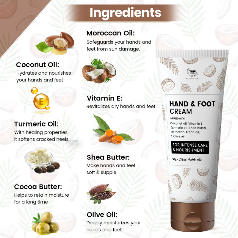 TNW The Natural Wash Coconut Hand & Foot Cream For Super Soft and Moisturized Skin - Non- sticky