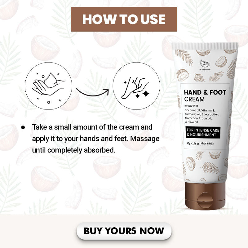 TNW The Natural Wash Coconut Hand & Foot Cream For Super Soft and Moisturized Skin - Non- sticky