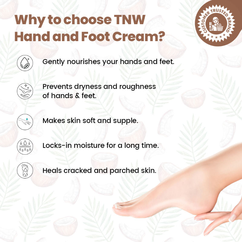 TNW The Natural Wash Coconut Hand & Foot Cream For Super Soft and Moisturized Skin - Non- sticky