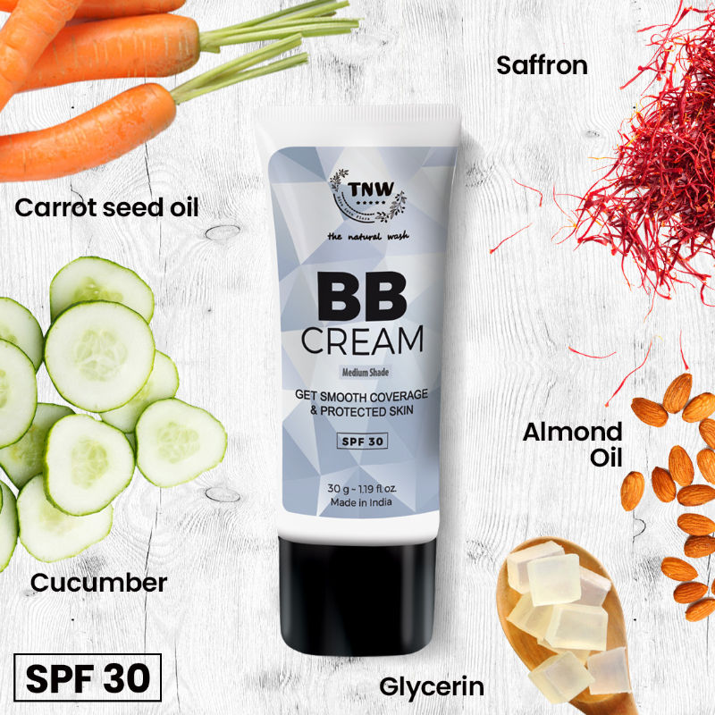 TNW The Natural Wash BB Cream Medium Coverage with SPF 30 Sun Protection - 02 Medium Shade