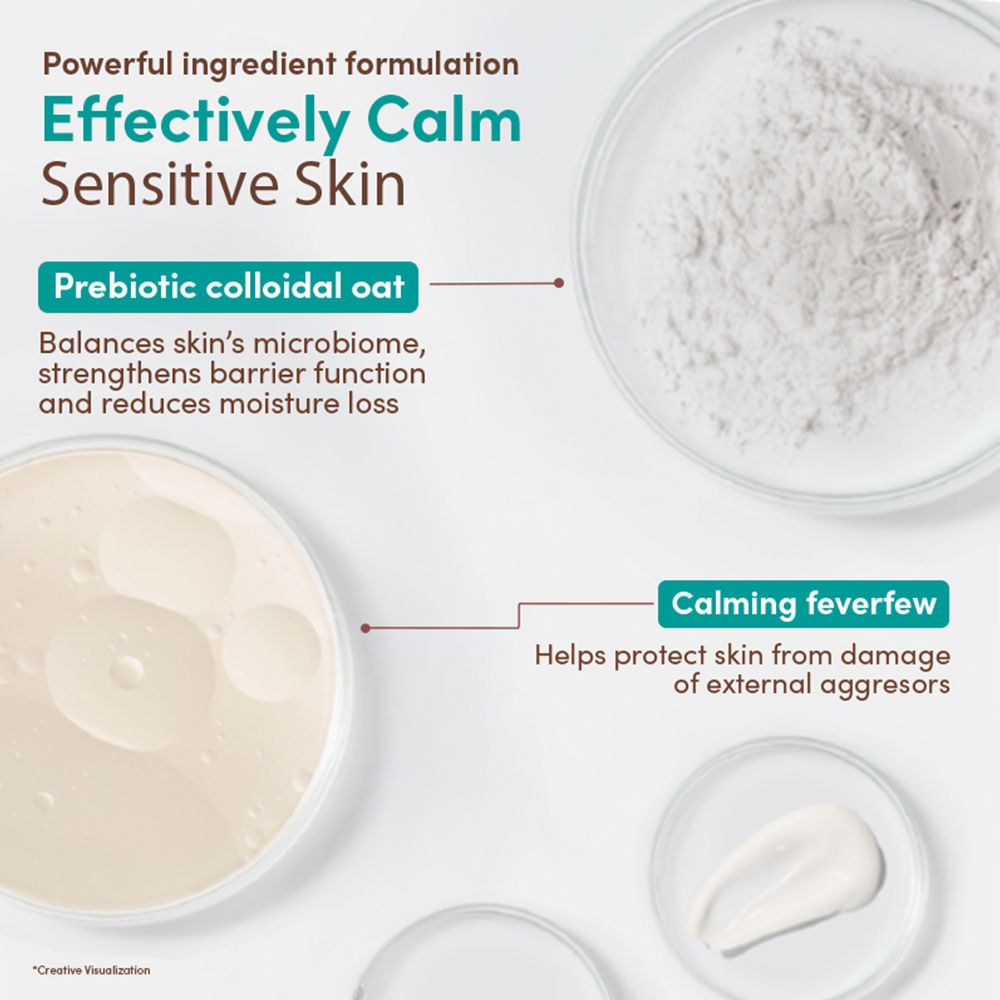Aveeno Calm + Restore Non Foaming Moisturising Oat Face Wash Dry Sensitive Skin Dermat Recommended