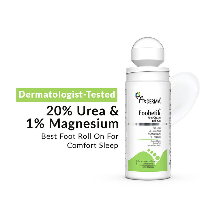 Fixderma Foobetik 20% Urea Foot Roll On for Dry & Cracked Heels with 5% Lactic Acid