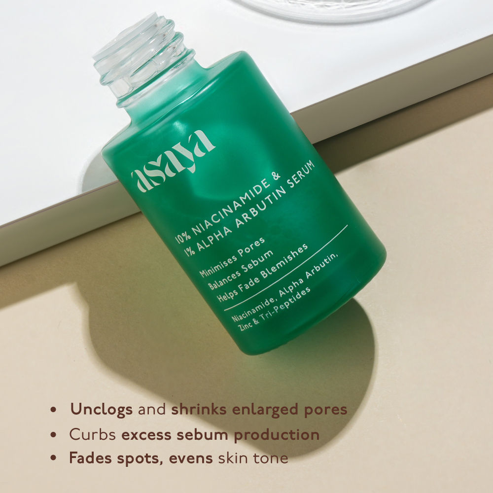 Asaya 10% Niacinamide Face Serum with Alpha Arbutin & Zinc PCA for Acne Marks Dark Spots & Even Tone