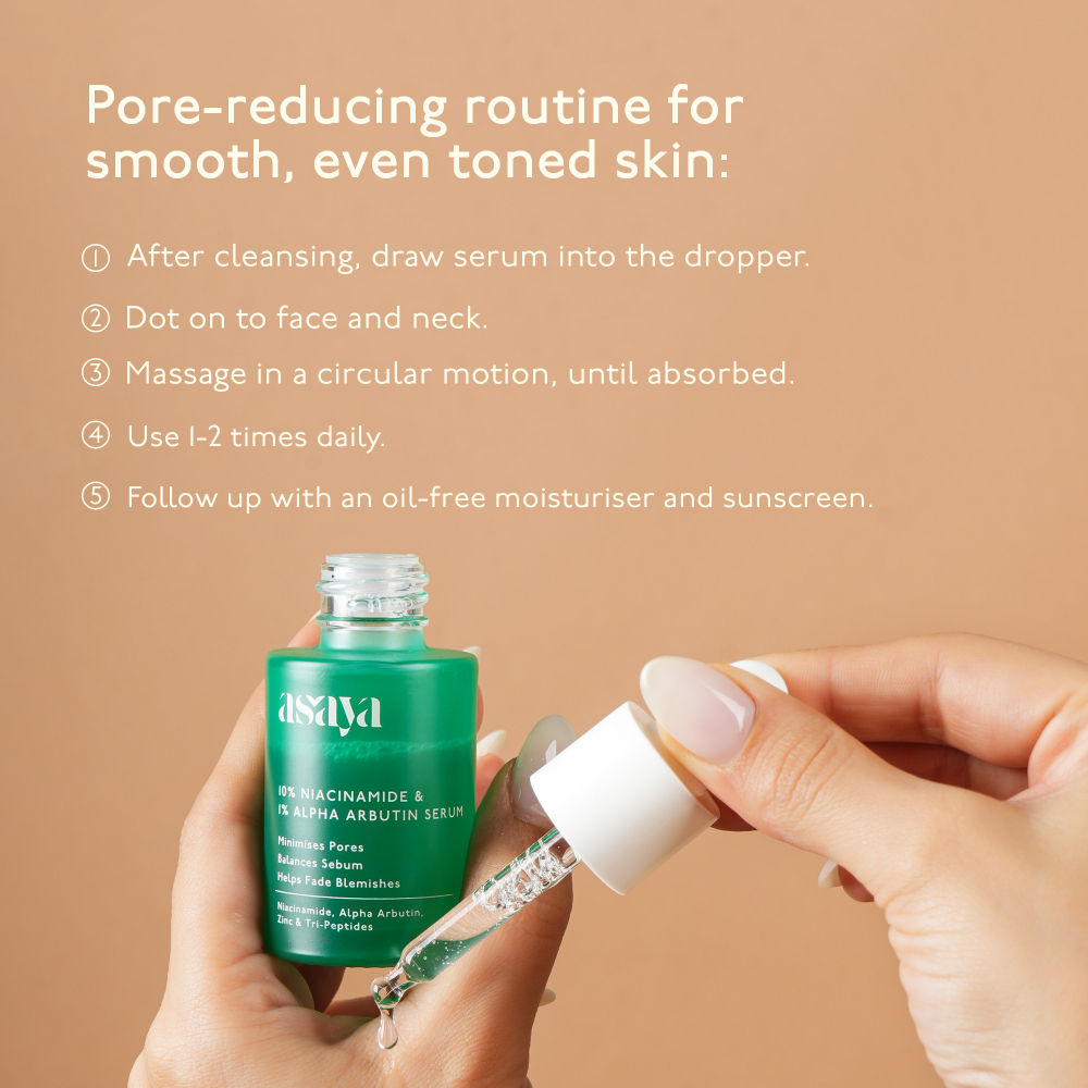 Asaya 10% Niacinamide Face Serum with Alpha Arbutin & Zinc PCA for Acne Marks Dark Spots & Even Tone