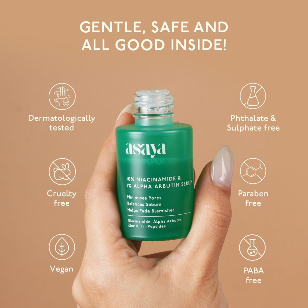 Asaya 10% Niacinamide Face Serum with Alpha Arbutin & Zinc PCA for Acne Marks Dark Spots & Even Tone