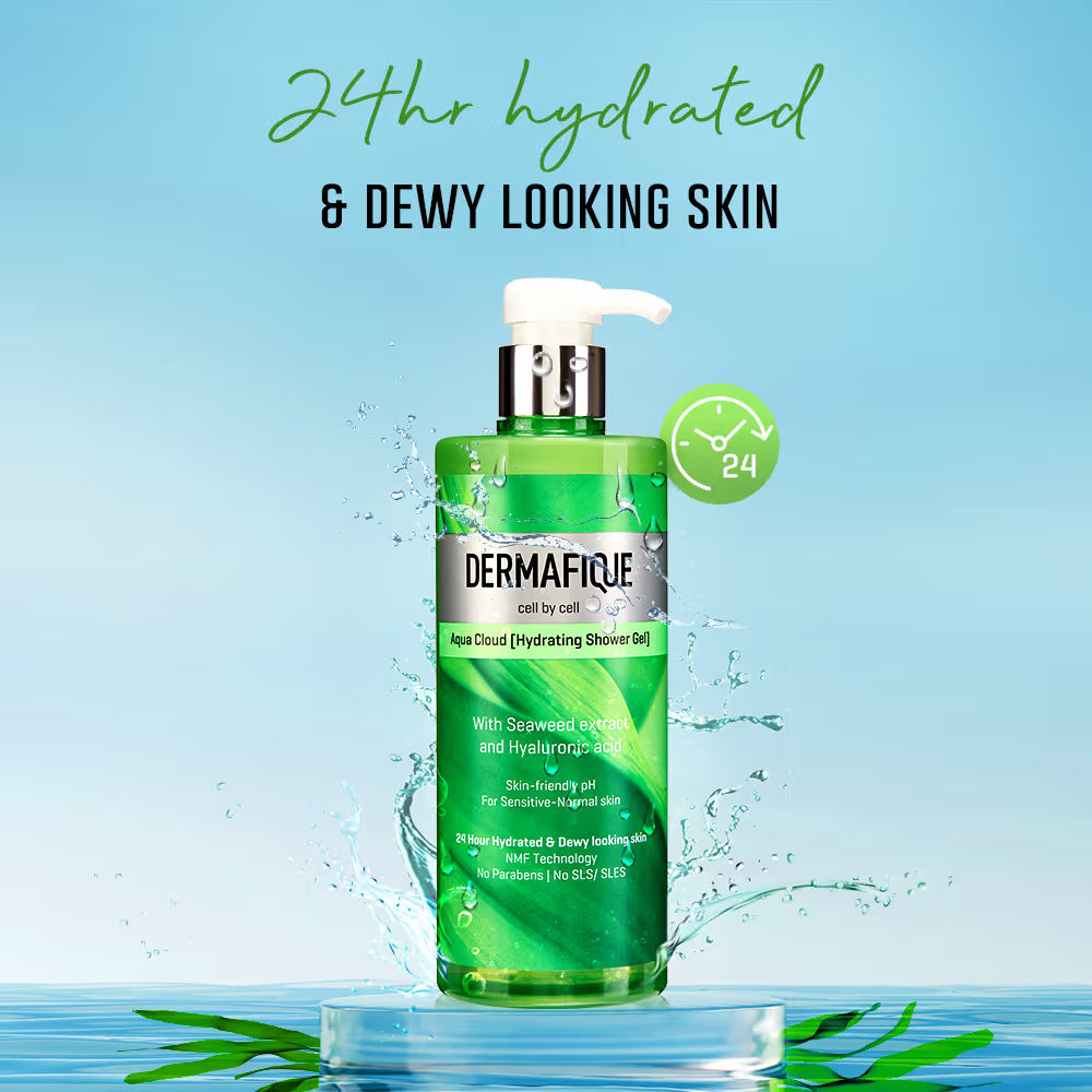 Dermafique Aqua Cloud ShowerGel, 24hr Hydration, Clinically Tested on Indian Skin