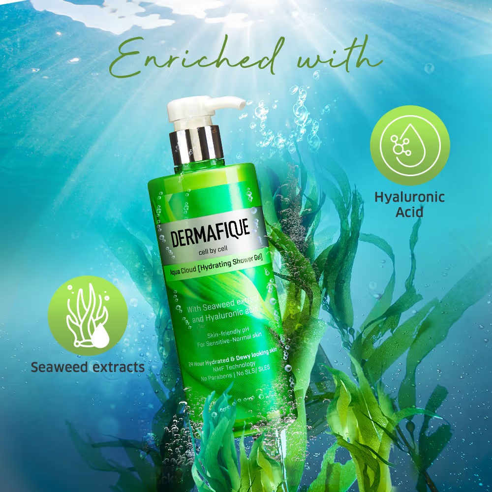 Dermafique Aqua Cloud ShowerGel, 24hr Hydration, Clinically Tested on Indian Skin