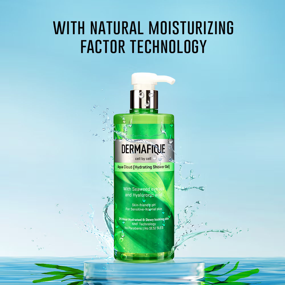 Dermafique Aqua Cloud ShowerGel, 24hr Hydration, Clinically Tested on Indian Skin
