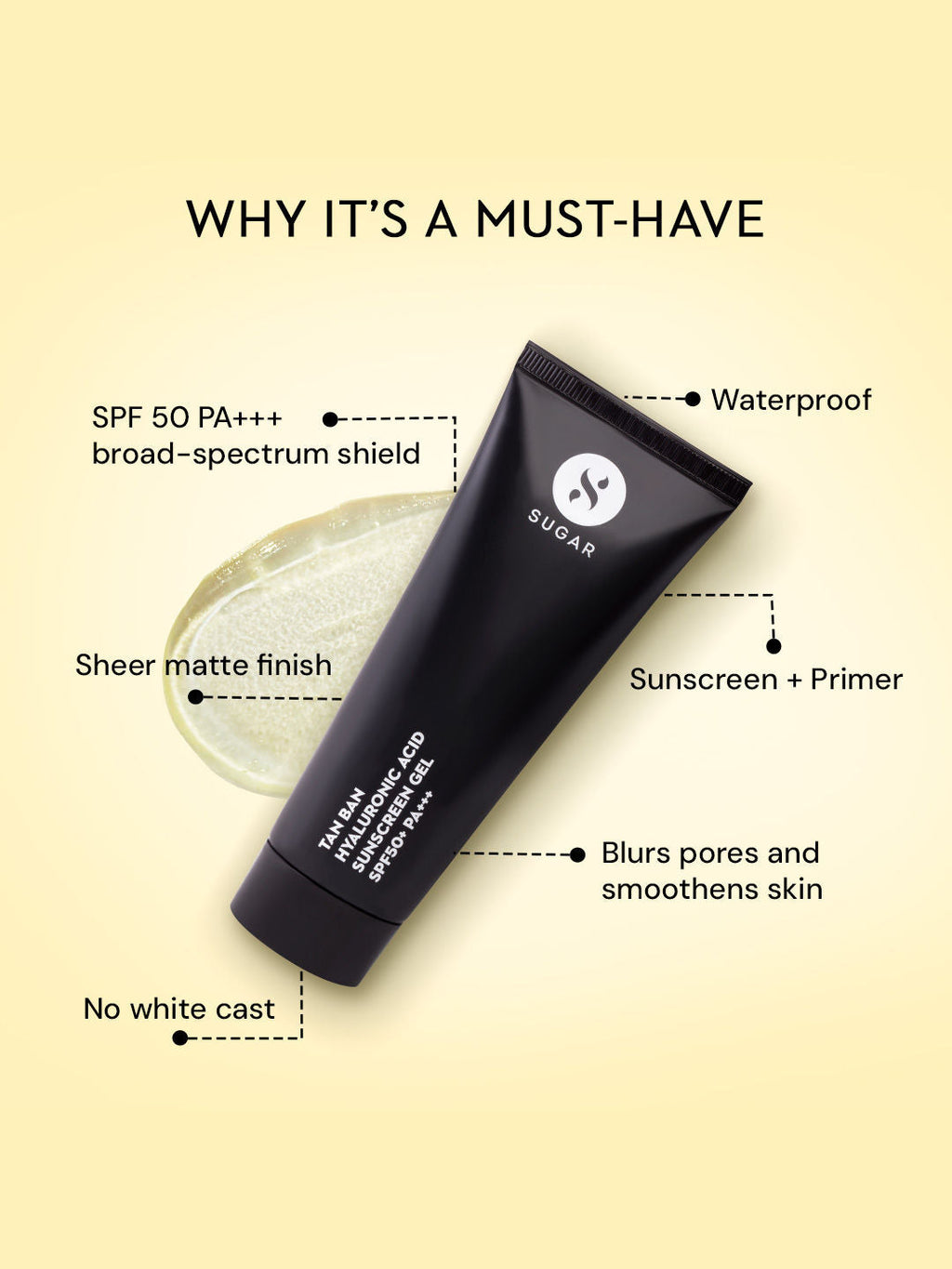 Sugar Tan Ban Hyaluronic Acid Sunscreen Gel SPF 50+ PA+++