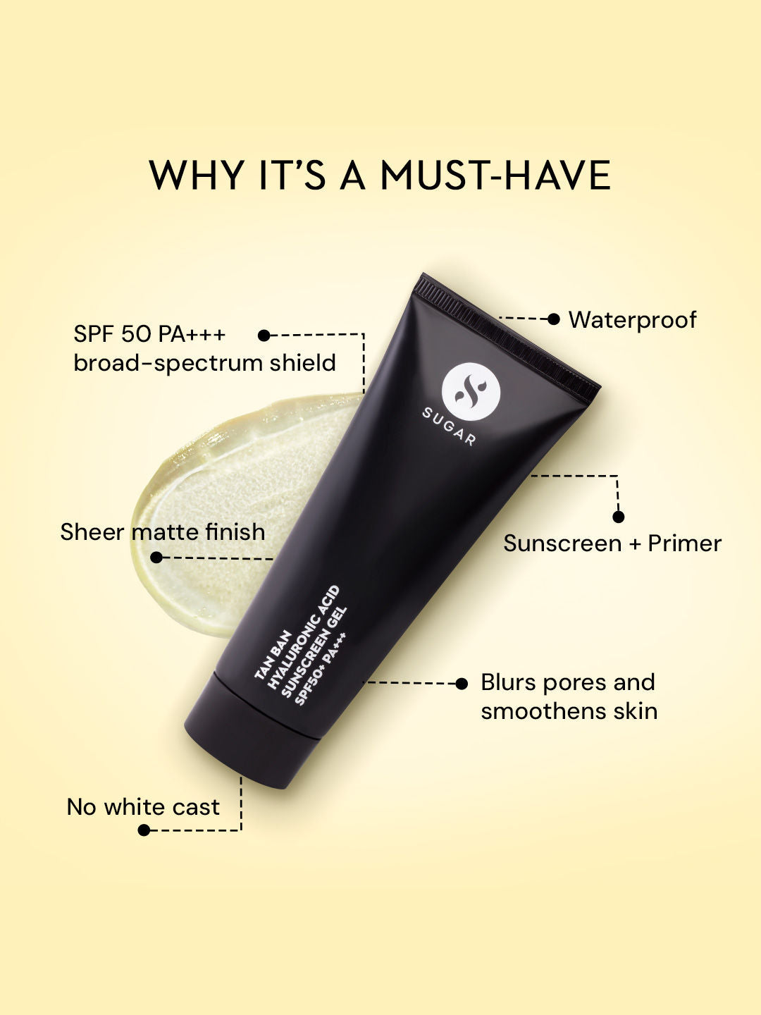 Sugar Tan Ban Hyaluronic Acid Sunscreen Gel SPF 50+ PA+++