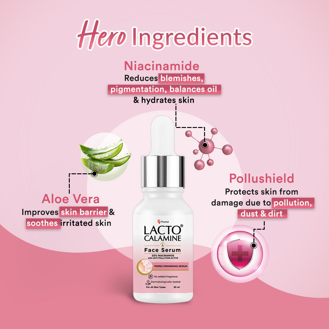 Lacto Calamine 10% Niacinamide Face Serum, Non Sticky To Minimise Pores & Fade Pigmentation