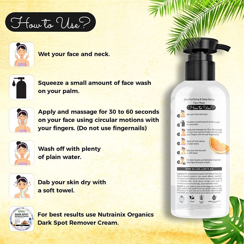 Nutrainix Organics Dark Spot Reduction Face Wash Removes Dead Skin Cells & Dark Spots