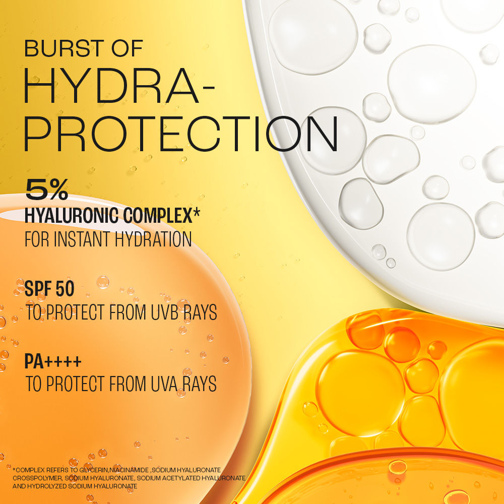 Lakme 5% Hyaluronic Water-Light Sunscreen Gel SPF 50 Pa++++ For Oily Skin, Plump & Hydrated Skin