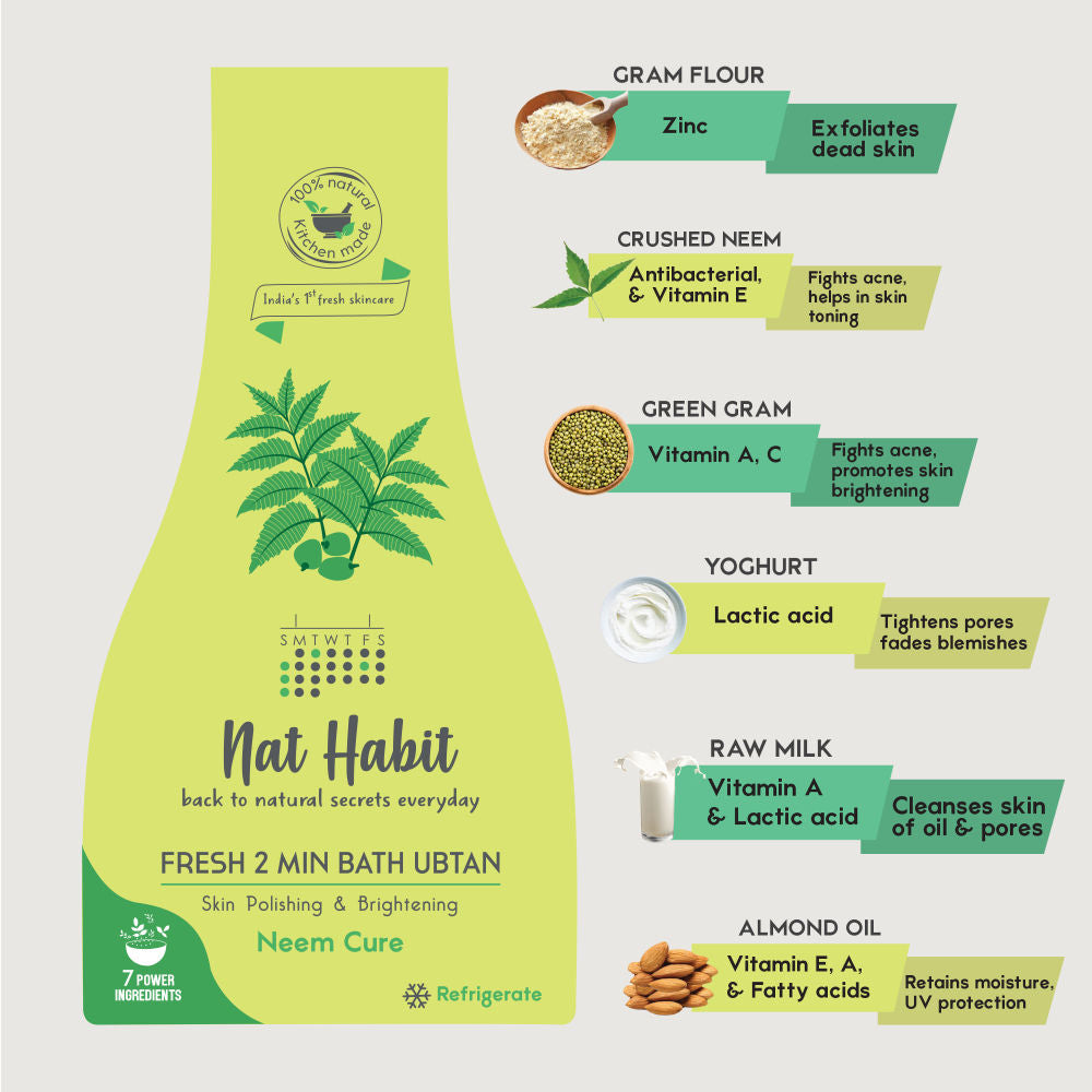 Nat Habit Fresh Neem Cure Bath Ubtan 2 Minute Body Scrub