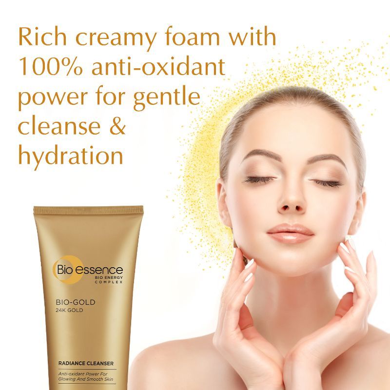 Bio-essence 24K Gold Radiance Cleanser, Niacinamide Face Wash For Women, Collagen & Amino Acid