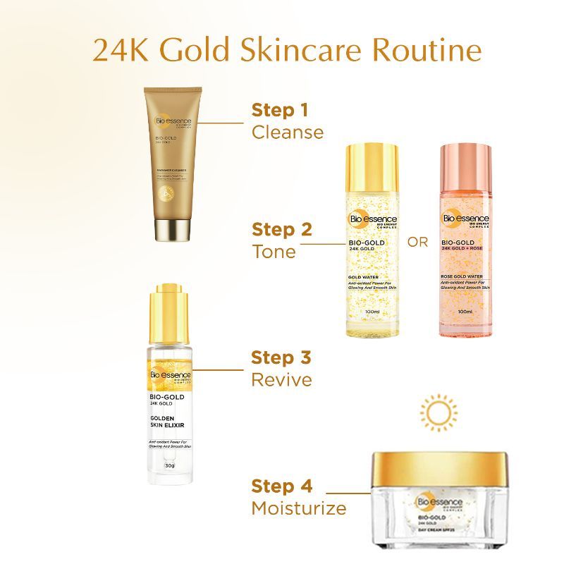 Bio-essence 24K Gold Radiance Cleanser, Niacinamide Face Wash For Women, Collagen & Amino Acid