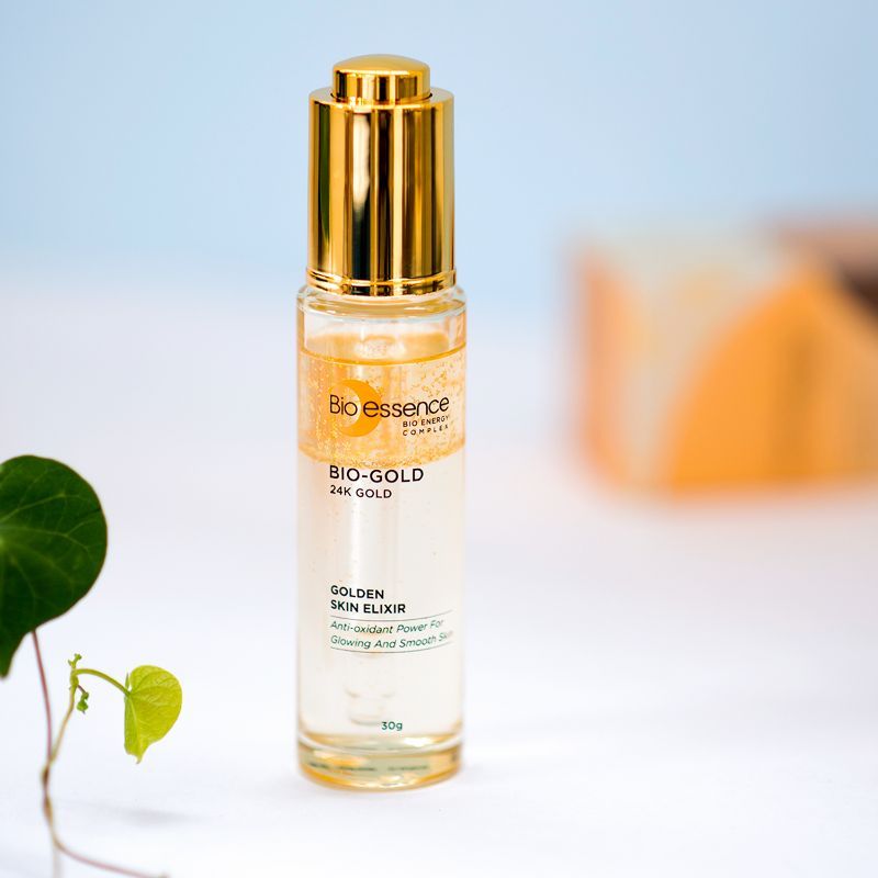Bio-essence 24K Gold Skin Elixir, Vitamin C Face Serum, Moroccan Argan Oil & Hyaluronic Acid