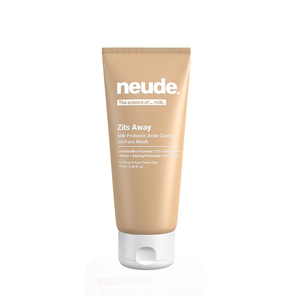 Neude Skin Milk Probiotic Acne Control Gel Face Wash with 2% Salicylic Acid & Neem - Zits Away