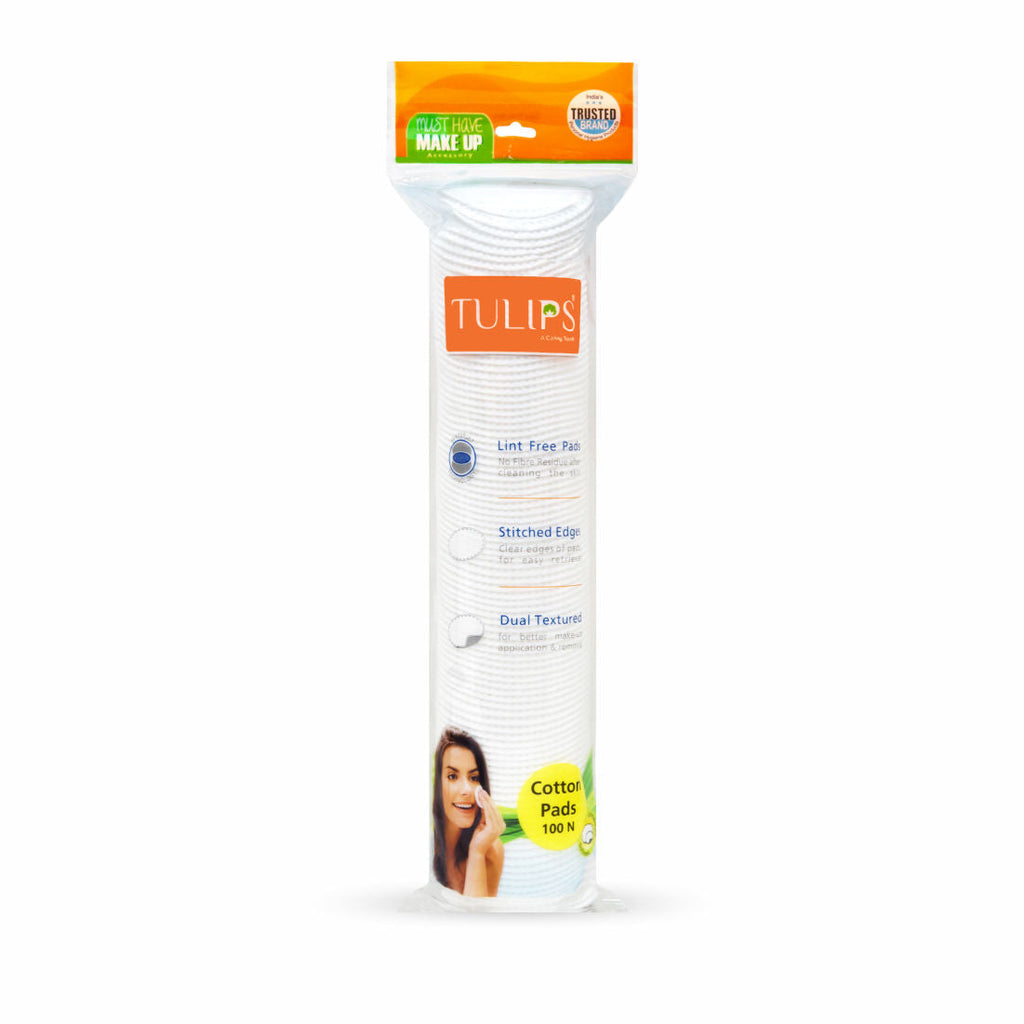 Tulips 100 Round Facial Cotton Pads For Applying & Removing Makeup - Sensitive Skin