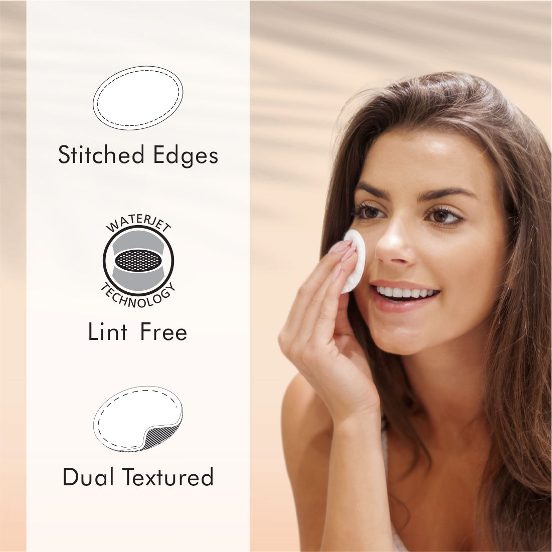 Tulips 100 Round Facial Cotton Pads For Applying & Removing Makeup - Sensitive Skin