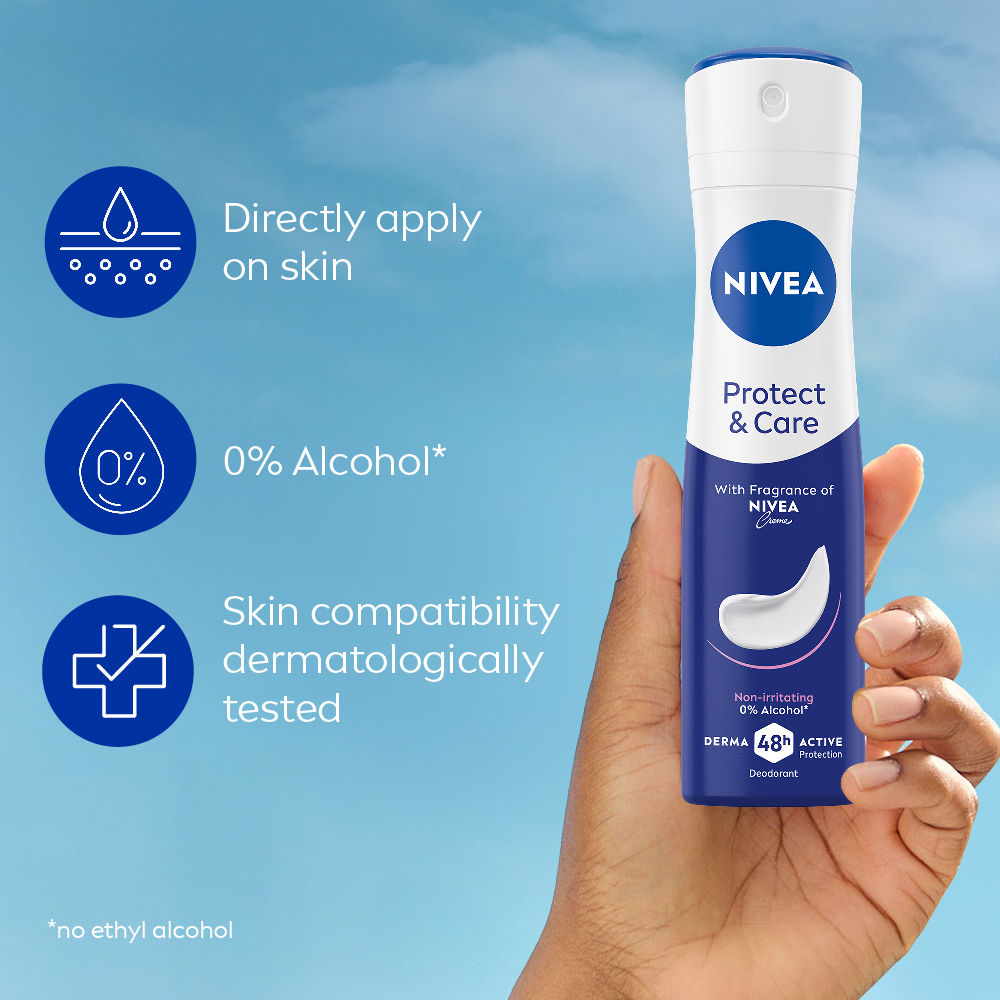 NIVEA WoMEN Deodorant, Protect & Care, Non-Irritating & 48h Protection with NIVEA Creme Fragrance
