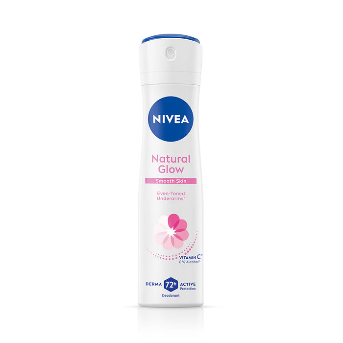 NIVEA Natural Glow Smooth Skin Deo - Mulethi Extracts & 0% Alcohol - For Even Tone Underarms & 72H Odour Protection