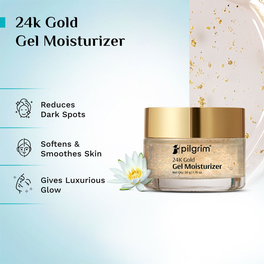 Pilgrim 24k Gold Gel Moisturizer With Hyaluronic Acid & Alpha Arbutin