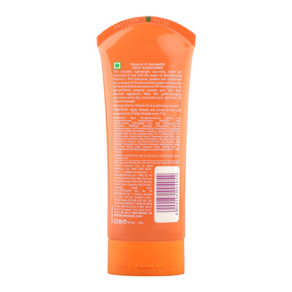 Lotus Herbals Safe Sun Vitamin C Matte Gel Daily Sunscreen SPF 50