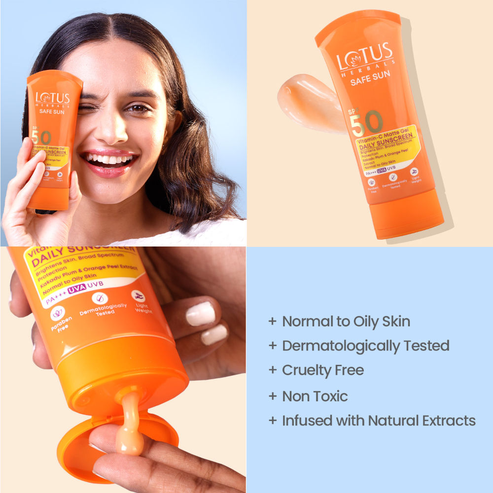 Lotus Herbals Safe Sun Vitamin C Matte Gel Daily Sunscreen SPF 50