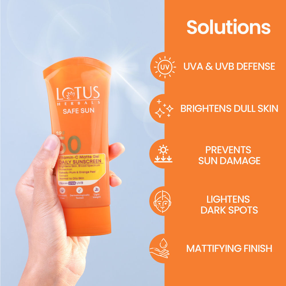 Lotus Herbals Safe Sun Vitamin C Matte Gel Daily Sunscreen SPF 50