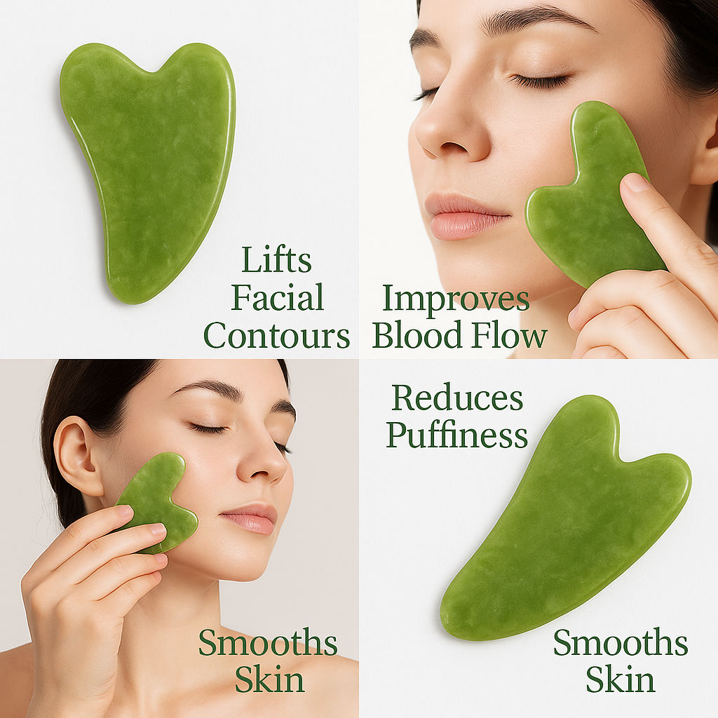 Kayanara Original Jade Stone Gua Sha for Face, Neck & Under Eye, Reduces Puffiness & Wrinkles